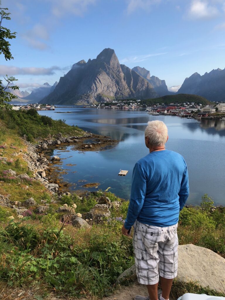 Kristin Amlie, founder of Best Life Ergo, in Lofoten, Norway, with her father