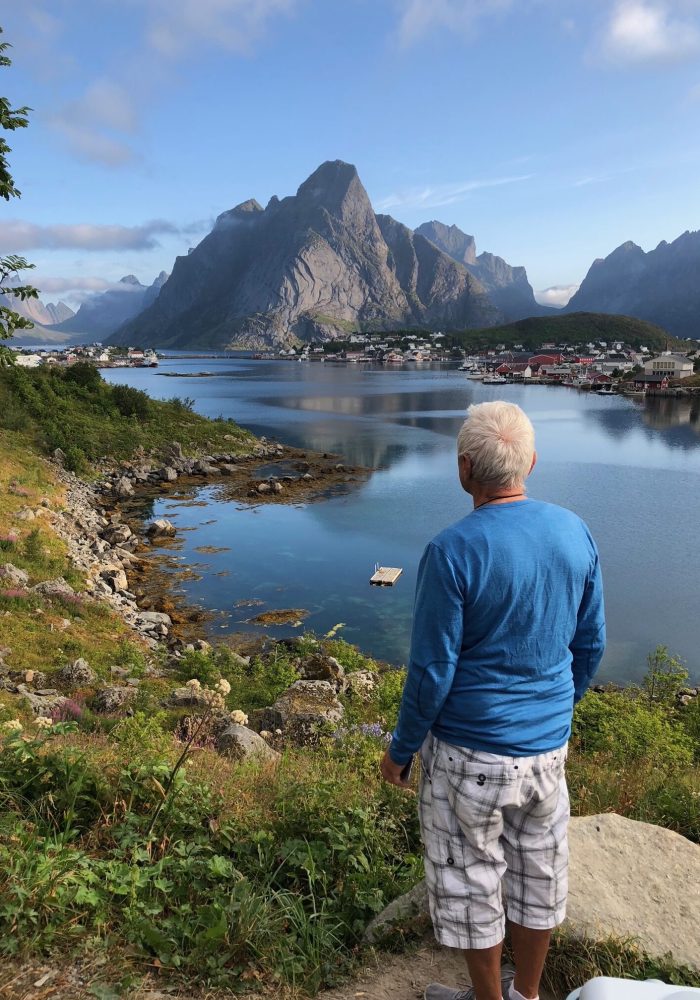 Kristin Amlie, founder of Best Life Ergo, in Lofoten, Norway, with her father